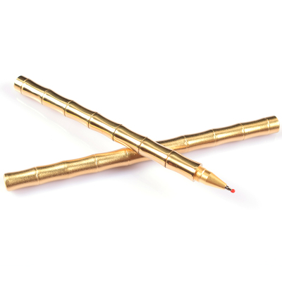 金属中性签字笔竹节黄铜笔EDC战术铜笔防身笔竹子型纯黄铜手工笔