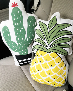 INS 卡通小清新水果菠萝仙人掌抱枕靠垫汽车沙发靠枕儿童房装饰