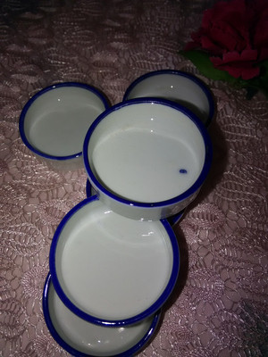 蛐蛐蟋蟀水碗食碗 白色蓝边大号款  尺寸直径45