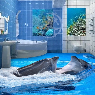 瓷砖3D地砖 厨房卫生间浴室防滑地板砖客厅背景墙 海洋立体画定制