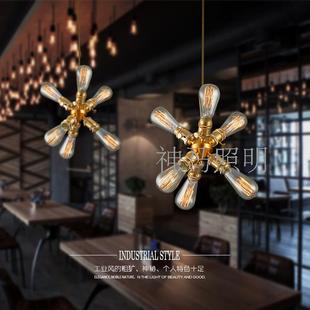 北欧工业复古工作室吊灯创意个性咖啡厅酒吧台全铜吊灯爱迪生灯泡