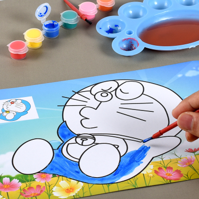 儿童diy水彩画套装 涂色丙烯颜料水粉画涂鸦画幼儿园手工制作包邮