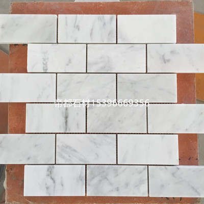 石材马赛克天然大理石卡拉拉白爵士白工字砖厨房卫生间瓷砖背景墙