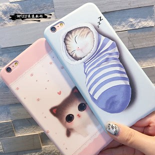 iphone6s手机壳可爱猫咪苹果6splus浮雕硅胶保护套创意5.5女款软