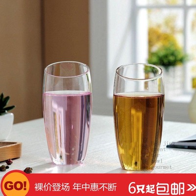 简约创意透明玻璃杯子韩风咖啡厅家用时尚耐热早餐牛奶果汁喝水杯