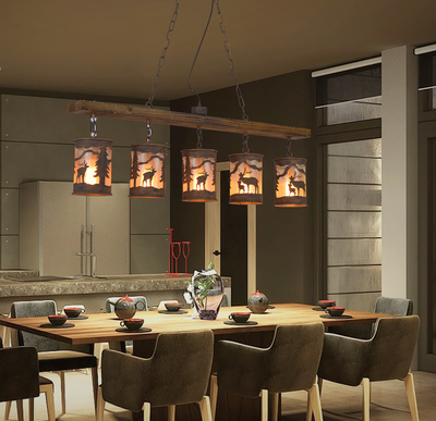 loft长方形创意铁艺吊灯工业风美式复古客厅餐厅酒吧台服装店灯饰