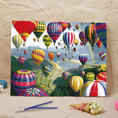 diy数字油画包邮特价大幅客厅风景抽象欧式自己画装饰画 热气球