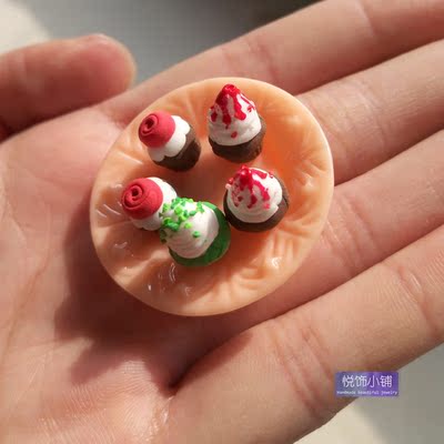 粘土草莓水果抹茶杯子蛋糕耳环可爱日系软陶黏土食物手作耳夹