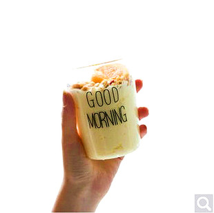 日式牛奶杯早餐杯 创意玻璃杯子 Good morning 咖啡杯 饮料果汁杯