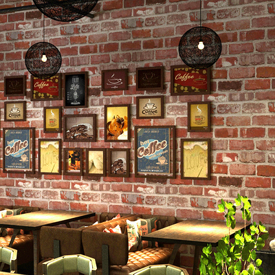 3D立体砖块墙纸砖纹砖头背景墙壁纸青砖红砖白砖店面书房客厅餐厅