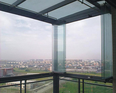 封阳台武汉无框窗户无框阳台窗 上下受力封盖型玻璃窗折叠窗