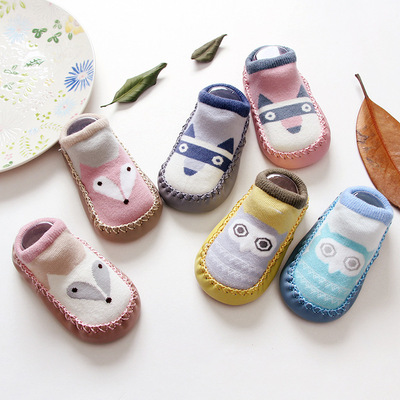 17新品童袜 春款可爱卡通全棉宝宝地板袜 防滑学步袜子婴儿鞋袜