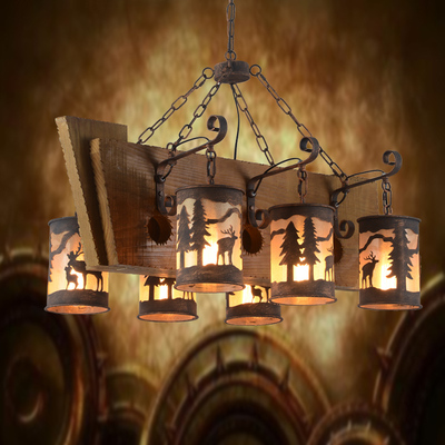loft工业餐厅酒吧船实松木装饰吊灯复古怀旧漫咖啡服装店网咖灯具