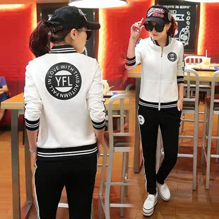 运动套装女秋2016新款韩版潮棒球服学生长袖大码外套休闲装两件套