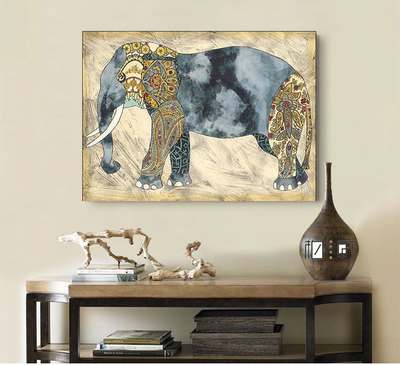 大象东南亚风格客厅装饰画玄关卧室餐厅挂画书房动物泰式创意壁画