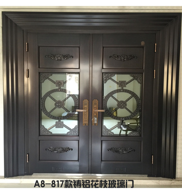 杭州西州门业A817款铸铝花枝仿铜玻璃门防盗门别墅大门定制进户门