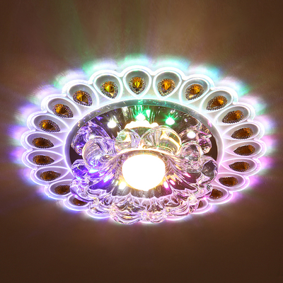 欧式LED过道灯走廊灯水晶玻璃玄关灯天花灯门厅圆形灯装修灯具