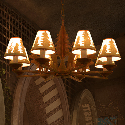 复式楼客厅大吊灯客厅灯 欧式餐厅灯具 复古北欧美式乡村铁艺吊灯