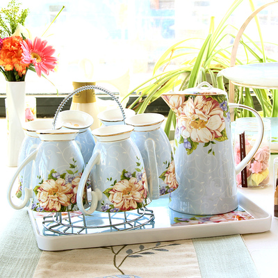 陶瓷杯子水杯套装 冷凉水壶水具骨瓷 热水壶耐热茶壶家用欧式客厅