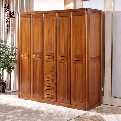 金丝胡桃木衣柜储物柜实木橱柜大衣柜新中式家具美式实木柜衣柜