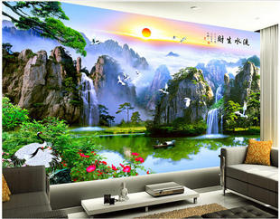 定制3D墙纸中式大型壁画玫瑰电视背景墙壁纸客厅卧室餐厅影视墙
