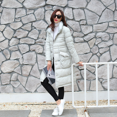 2016冬季新款韩版百搭收腰显瘦中长款羽绒服保暖外套女