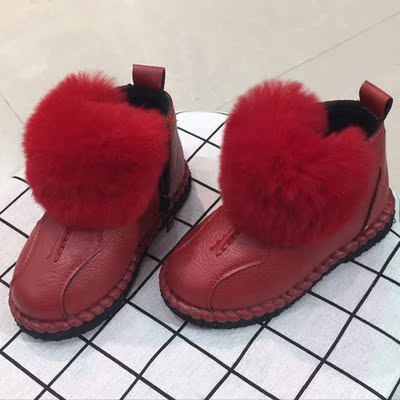 特价清仓冬款加绒红色儿童靴 子韩版时尚女童童鞋