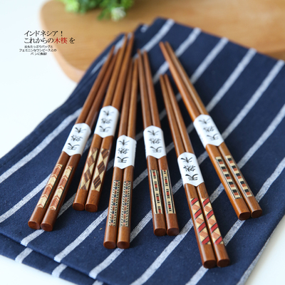 日式木筷印尼铁木筷指甲筷尖头筷家用筷子餐具