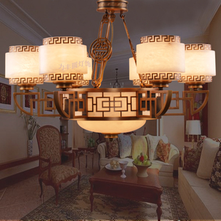 西班牙云石吊灯 现代中式云石灯 客厅卧室吊灯 别墅工程全铜灯具