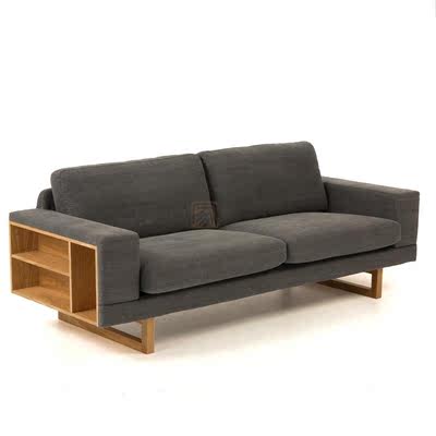 简约日式现代新中式实木沙发贵妃客厅转角原木布沙发组合家具定制