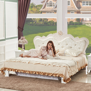 现代简约床 烤漆双人床1.8米高箱床储物床收纳床婚床实木 床