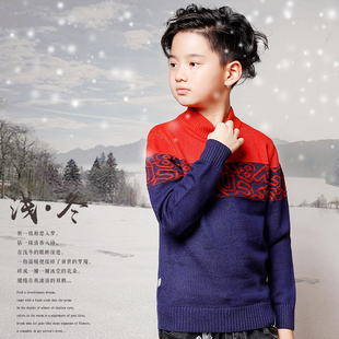 男童冬季纯棉毛衣儿童8半高圆领保暖9针织衫10-13-15岁男孩毛线衣