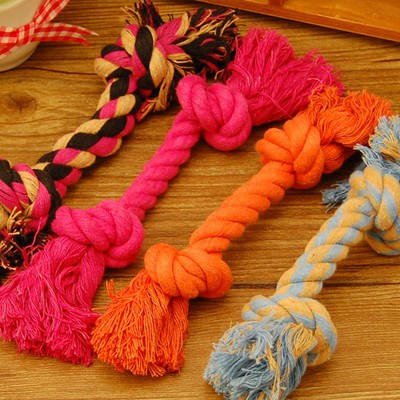 彩色拔河绳 狗狗玩具绳结宠物玩具编织洁牙洁齿磨牙棉绳球
