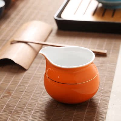 白瓷色釉匀杯 功夫茶具分茶器描金茶海茶道家用公杯 陶瓷公道杯