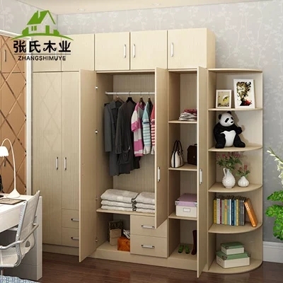 简易衣柜实木质板式组合柜整体衣柜2门3门4门大容量儿童衣柜衣橱