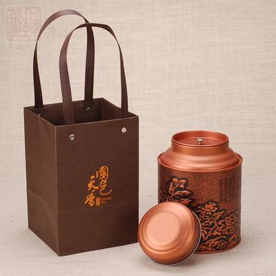 新款复古金属马口铁防潮茶叶包装存储古铜铁罐配手提袋通用茶叶桶