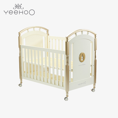 英氏婴儿床环保实木四段调节睡床166021新生宝宝0-6岁儿童床 床垫