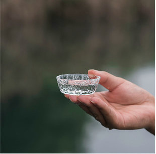 初雪 日本纯手工进口玻璃杯水晶杯 耐热玻璃茶杯 锤纹杯子 茶具