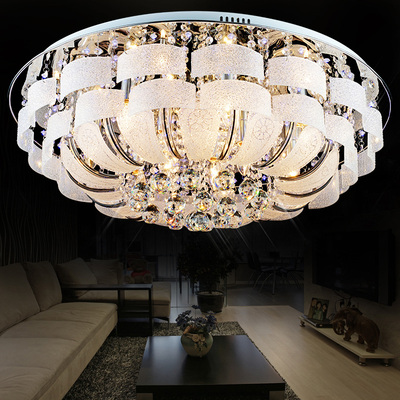 客厅灯现代简约大气家用 LED大厅吸顶灯水晶灯创意圆形卧室灯具
