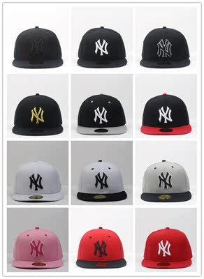NY可调节棒球帽子不封口拼色la帽子夏天男女士户外遮阳均码平沿帽