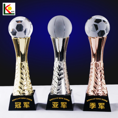 金银铜足球篮球企业员工比赛奖杯员工运动会奖品颁发水晶奖杯定制