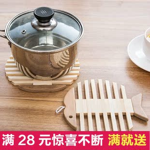 特价欧式创意苹果鱼型竹制木质隔热餐垫 圆形碗垫 杯垫 盘垫