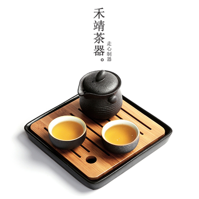 黑陶快客杯一壶二杯旅行办公个人功夫茶具套装粗陶瓷便携茶壶茶杯