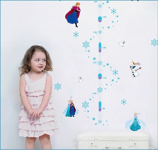 美国迪士尼墙贴冰雪奇缘爱莎安娜儿童房背景墙身高贴可移除贴纸