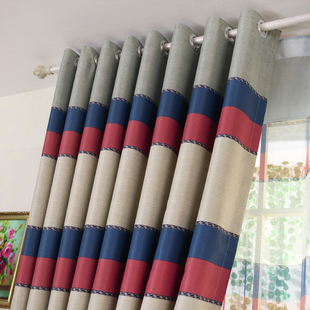 横条纹高遮光英格兰风格卧室客厅阳台窗帘上海成都上门测量安装