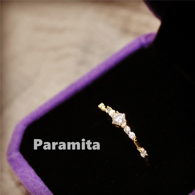 【Paramita】日式轻奢 纯银镀真金镶锆 精工指环 纤细版 精致闪耀