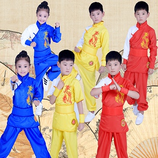 儿童武术表演服装长袖短袖太极服男童女童小学生少儿幼儿园练功服