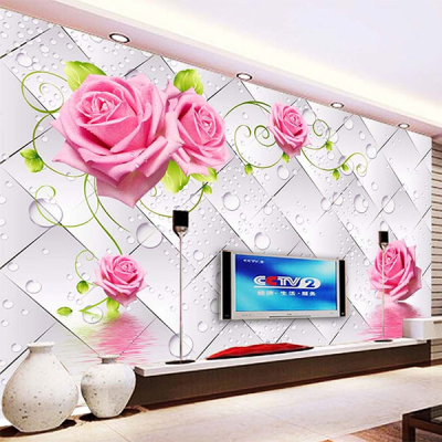 欧式浪漫玫瑰花卉无纺布墙纸客厅3D大型壁画无缝电视背景墙画墙布