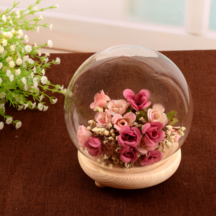 diy创意透明永生花玻璃罩饰品摆件欧式保鲜花仿真花 防尘罩球形