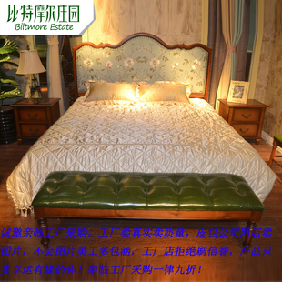 美式乡村双人床1.5米实木床1.8大床气动高箱公主床婚床卧室家具